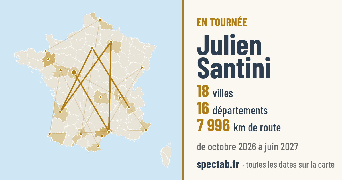 Carte de la tournée de Julien Santini