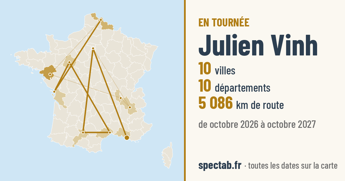 Carte de la tournée de Julien Vinh
