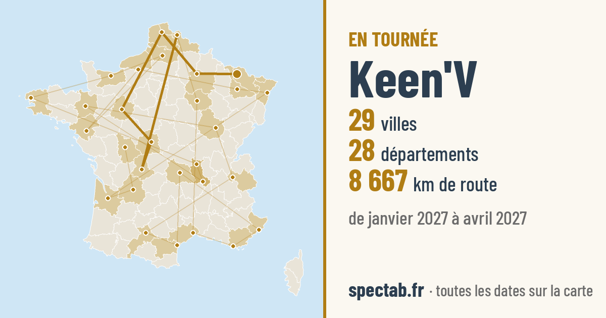 Carte de la tournée de Keen'V