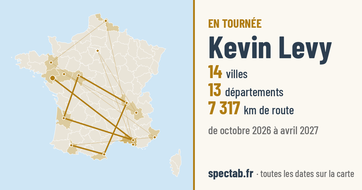 Carte de la tournée de Kevin Levy
