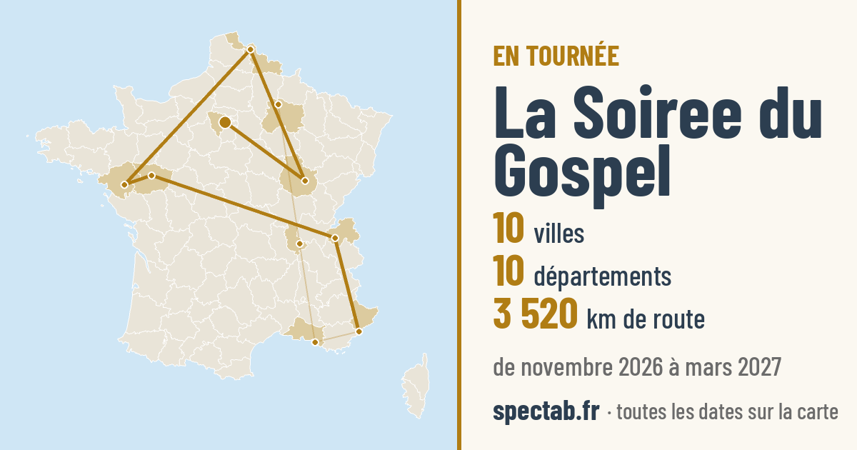 Carte de la tournée de La Soiree du Gospel