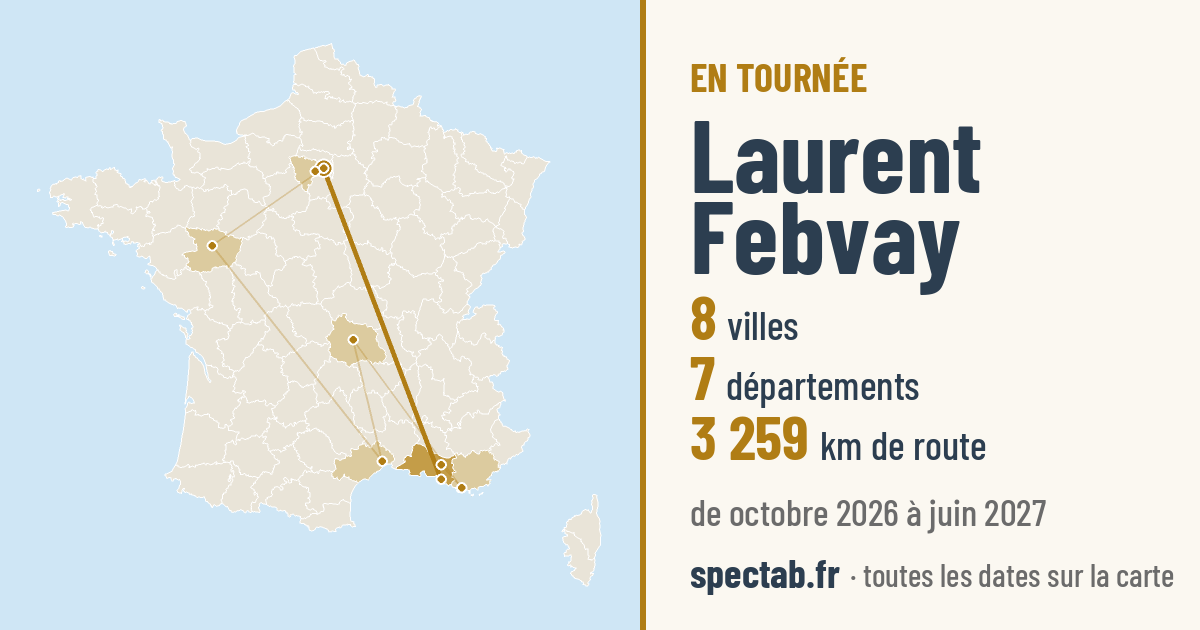 Carte de la tournée de Laurent Febvay