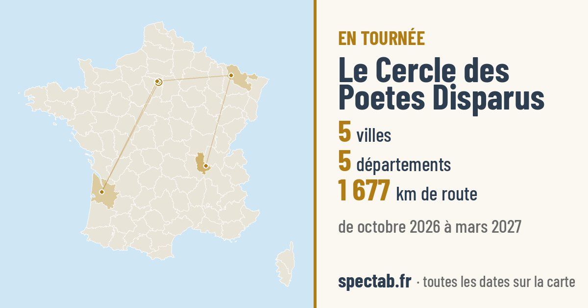 Carte de la tournée de Le Cercle des  Poetes Disparus