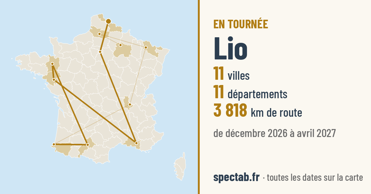 Carte de la tournée de Lio