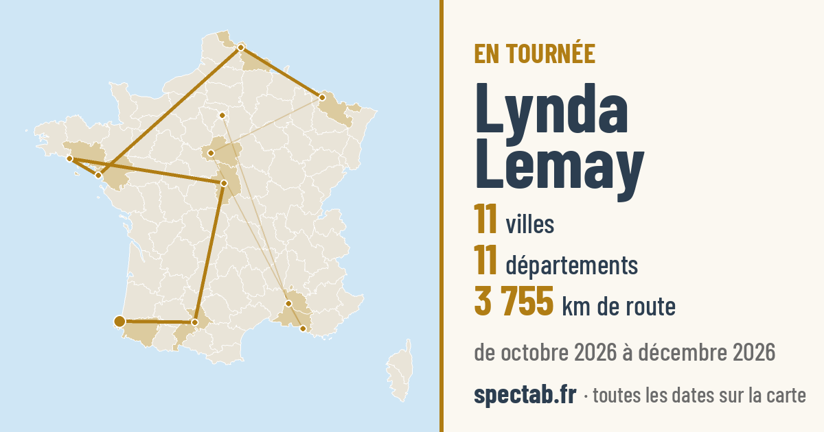 Carte de la tournée de Lynda Lemay