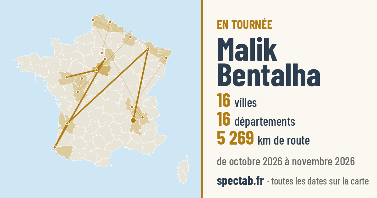 Carte de la tournée de Malik Bentalha