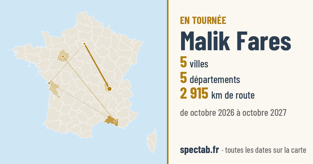 Carte de la tournée de Malik Fares
