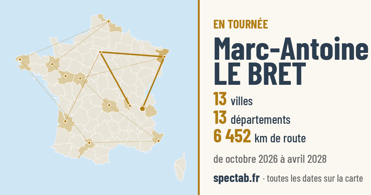 Carte de la tournée de Marc-Antoine LE BRET