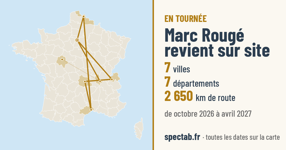 Carte de la tournée de Marc Rougé revient sur site