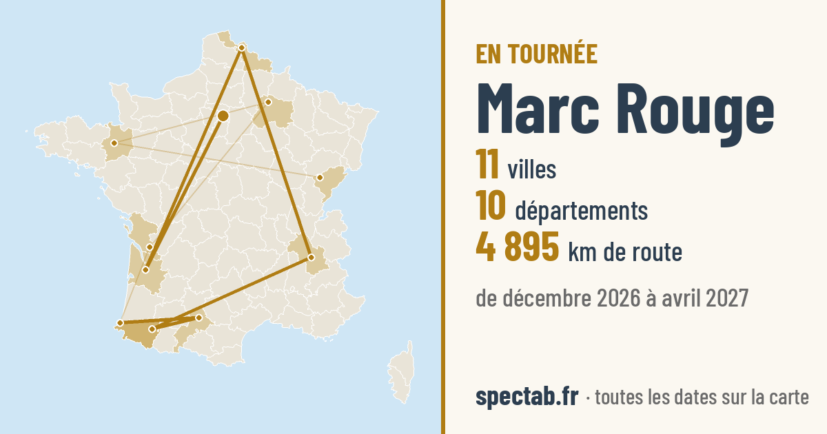 Carte de la tournée de Marc Rouge