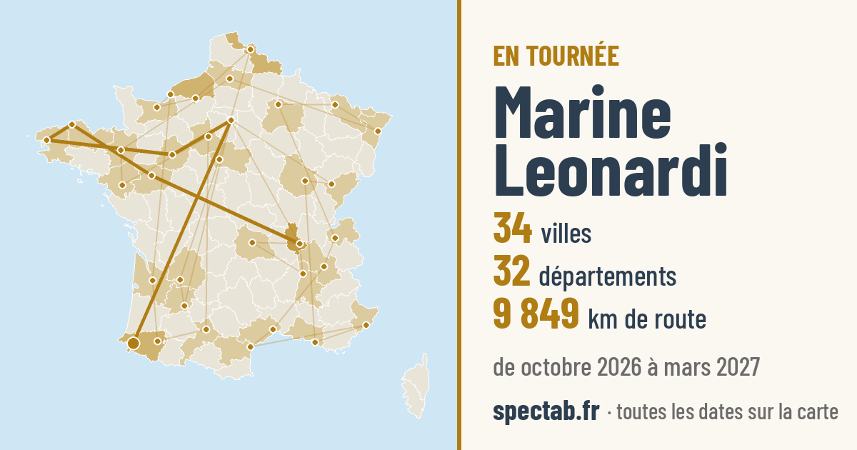 Carte de la tournée de Marine Leonardi