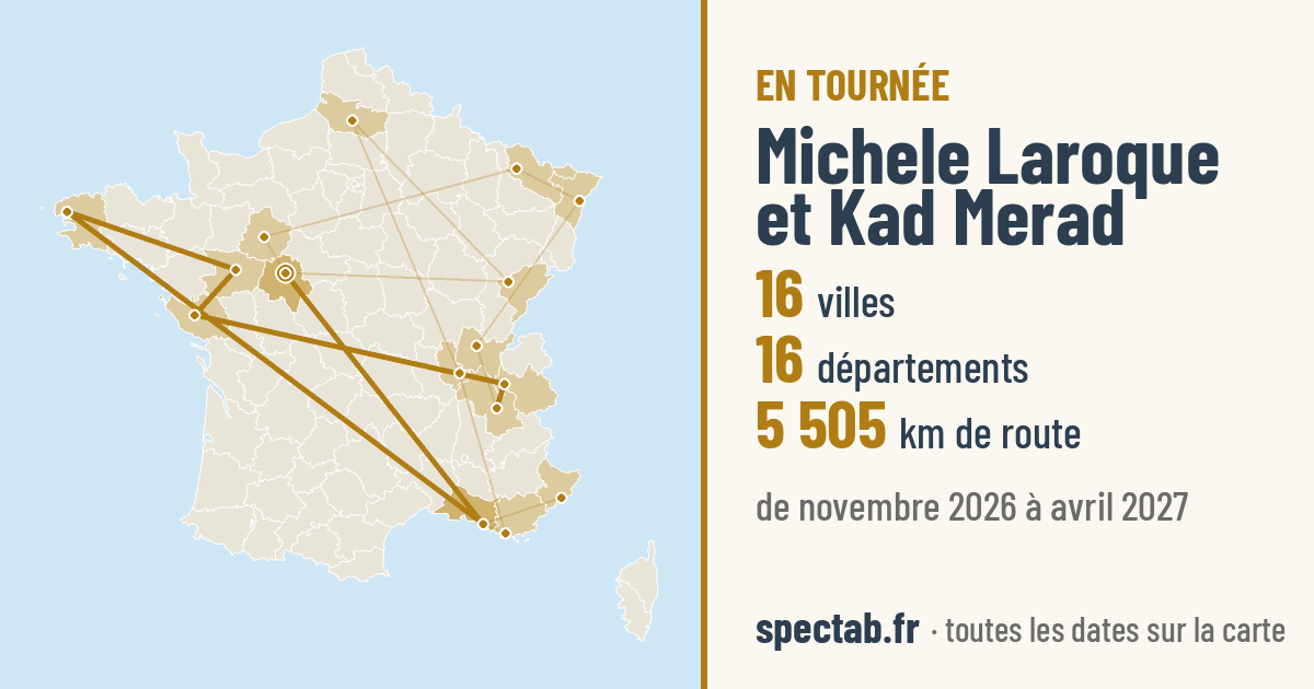 Carte de la tournée de Michele Laroque et Kad Merad