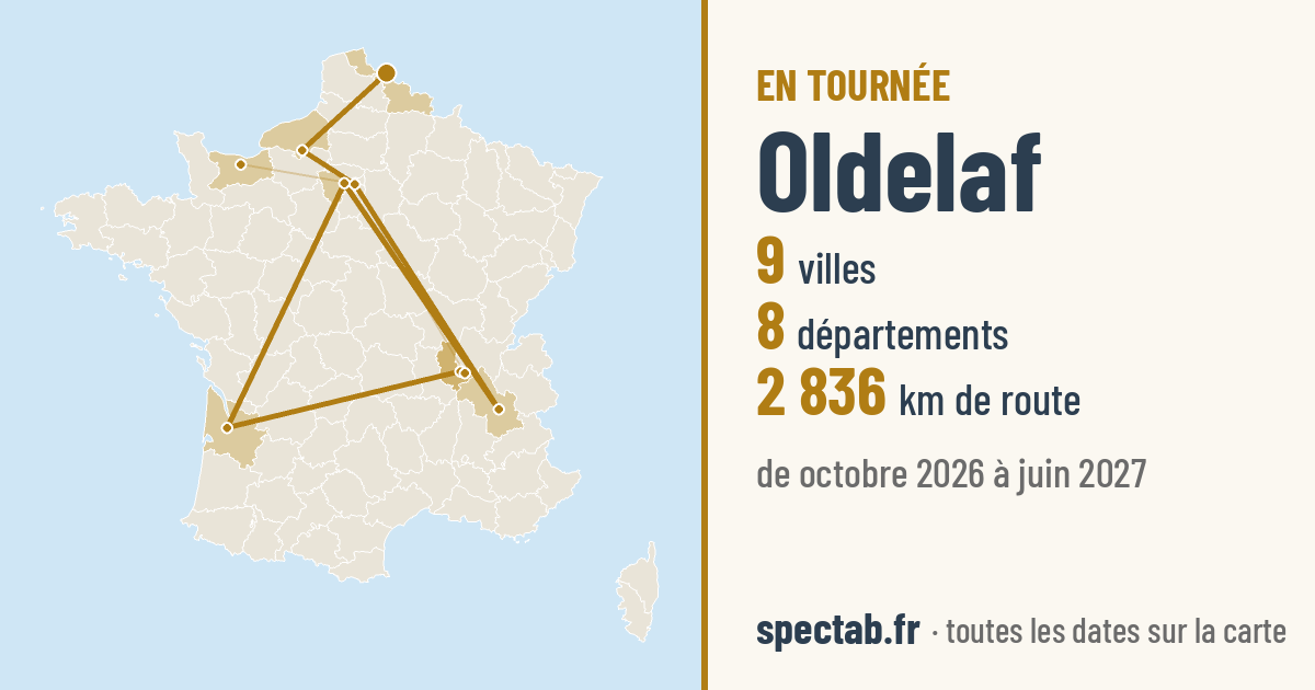 Carte de la tournée de Oldelaf