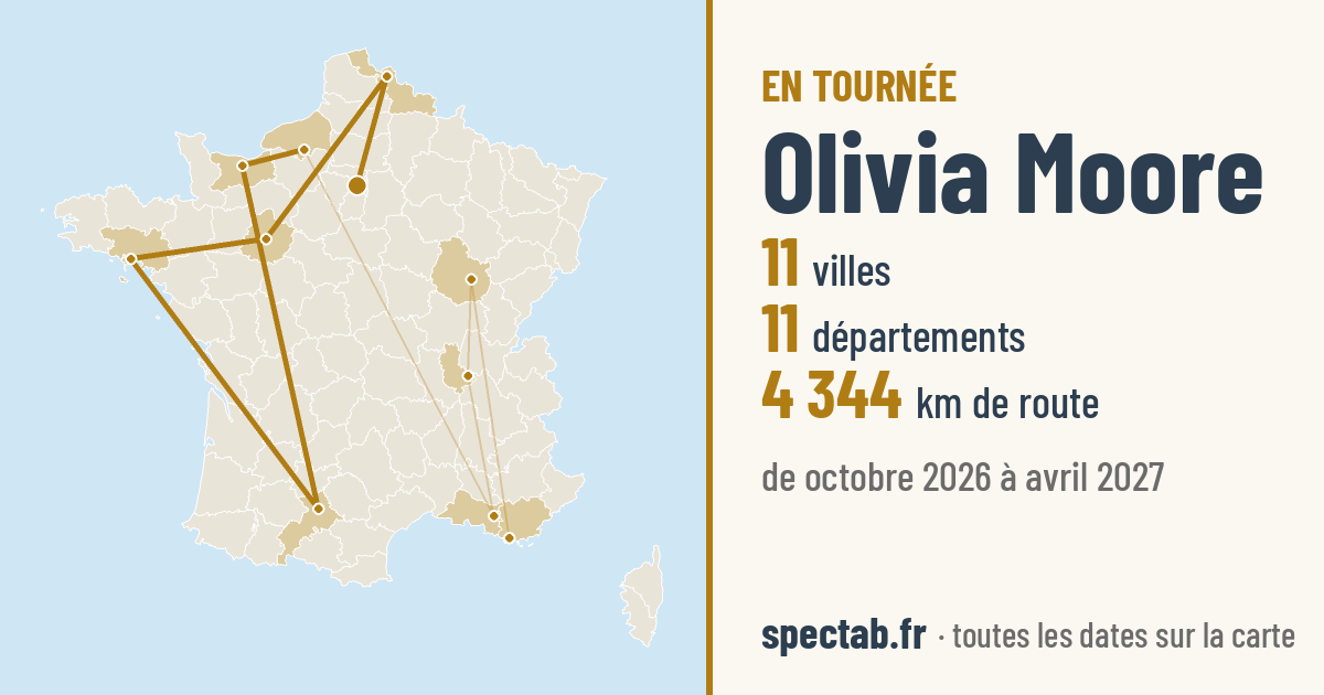 Carte de la tournée de Olivia Moore