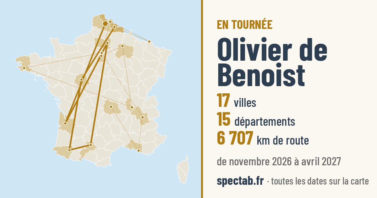Carte de la tournée de Olivier de Benoist