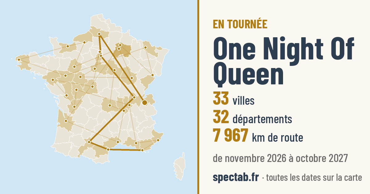 Carte de la tournée de One Night Of Queen
