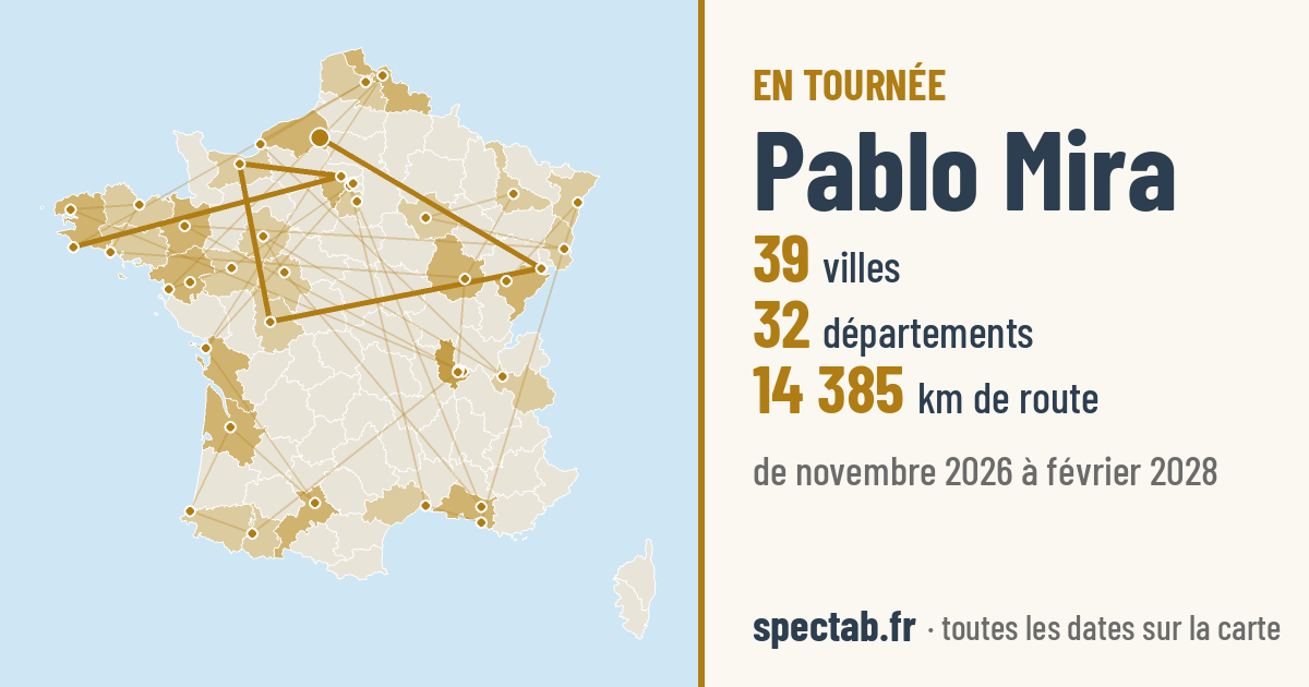 Carte de la tournée de Pablo Mira