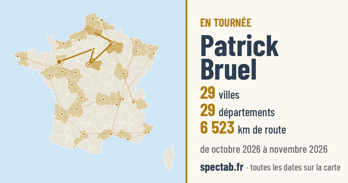 Carte de la tournée de Patrick Bruel