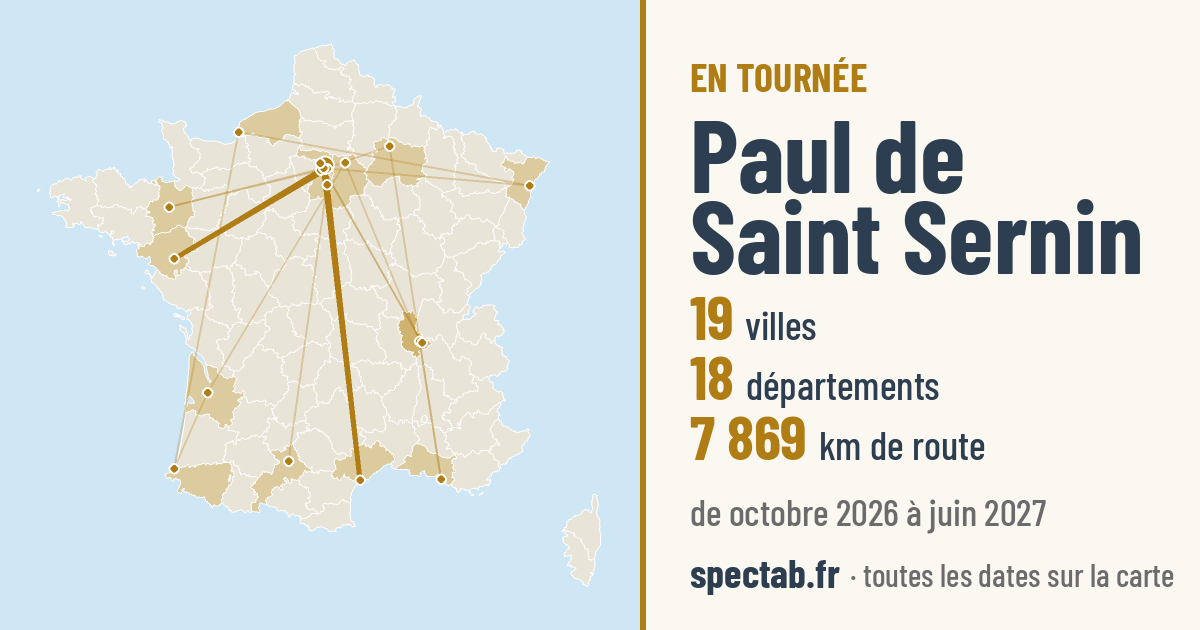 Carte de la tournée de Paul de Saint Sernin
