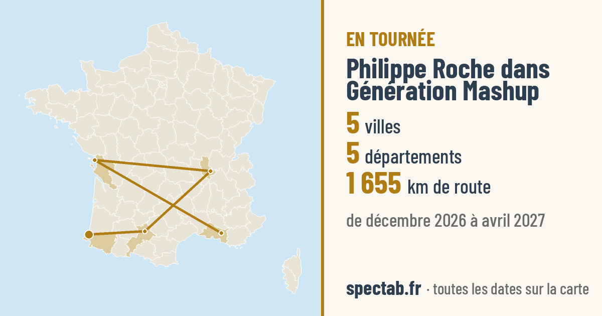 Carte de la tournée de Philippe Roche dans Génération Mashup
