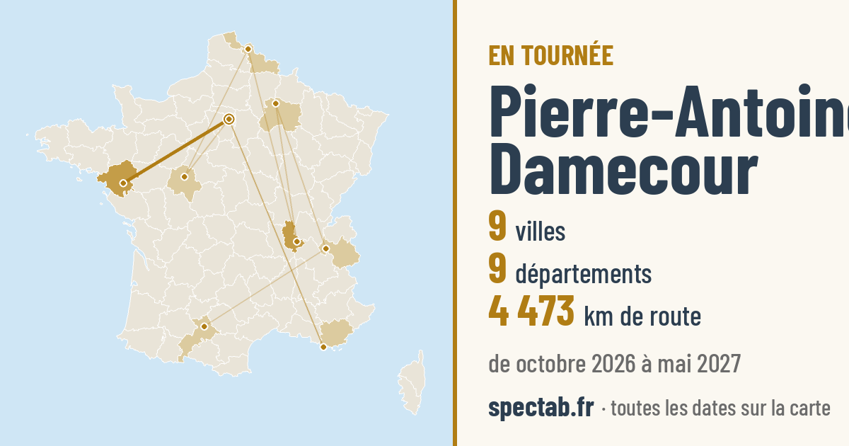 Carte de la tournée de Pierre-Antoine Damecour