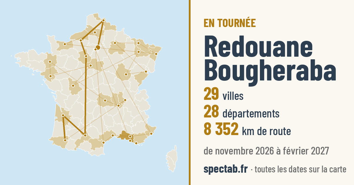 Carte de la tournée de Redouane Bougheraba