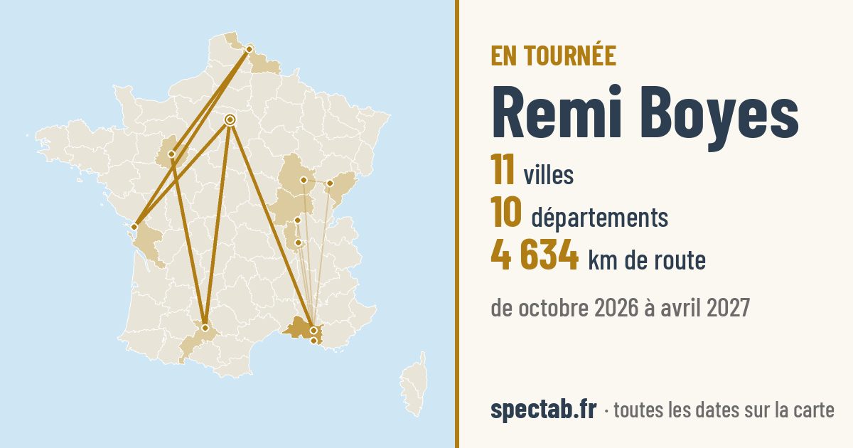 Carte de la tournée de Rémi Boyes