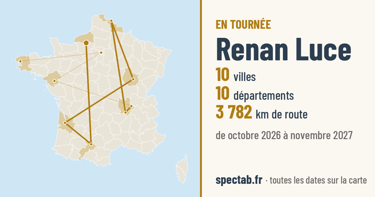 Carte de la tournée de Renan Luce