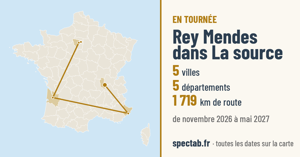 Carte de la tournée de Rey Mendes dans La source