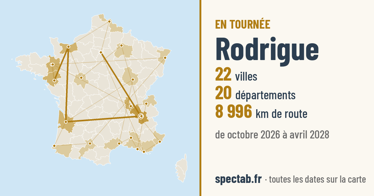 Carte de la tournée de Rodrigue
