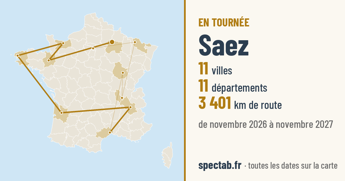 Carte de la tournée de Saez