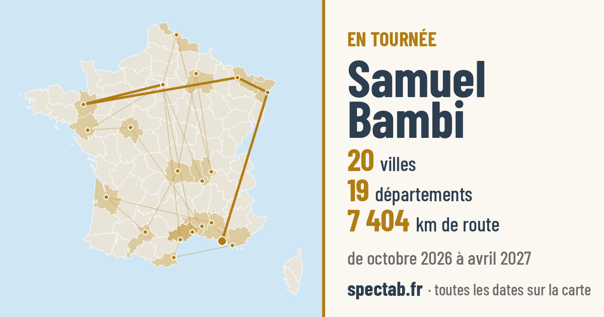 Carte de la tournée de Samuel Bambi