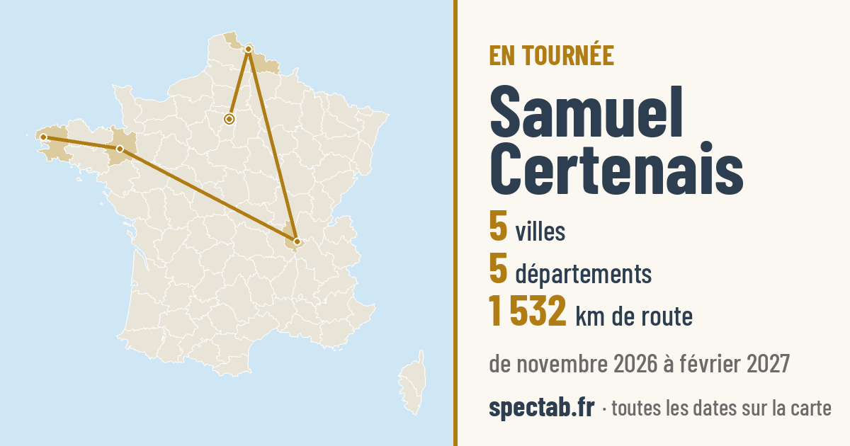 Carte de la tournée de Samuel Certenais