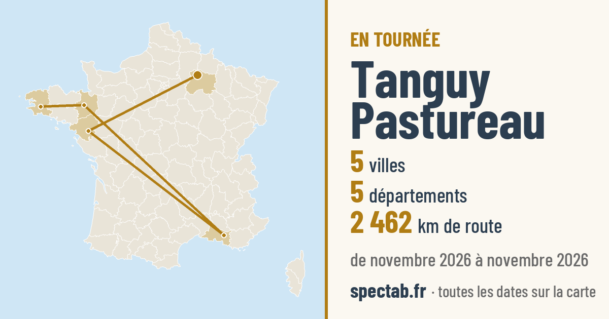 Carte de la tournée de Tanguy Pastureau