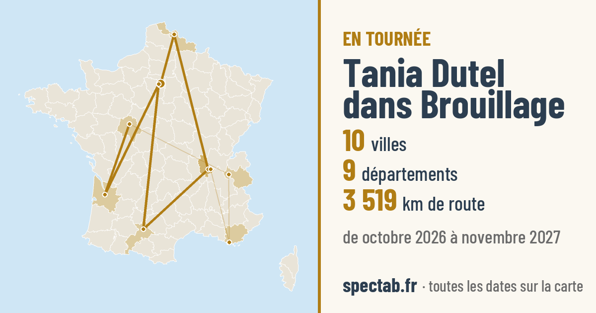 Carte de la tournée de Tania Dutel dans Brouillage