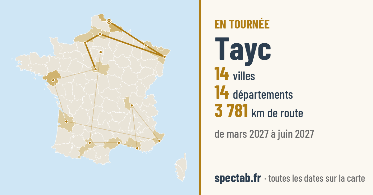 Carte de la tournée de Tayc