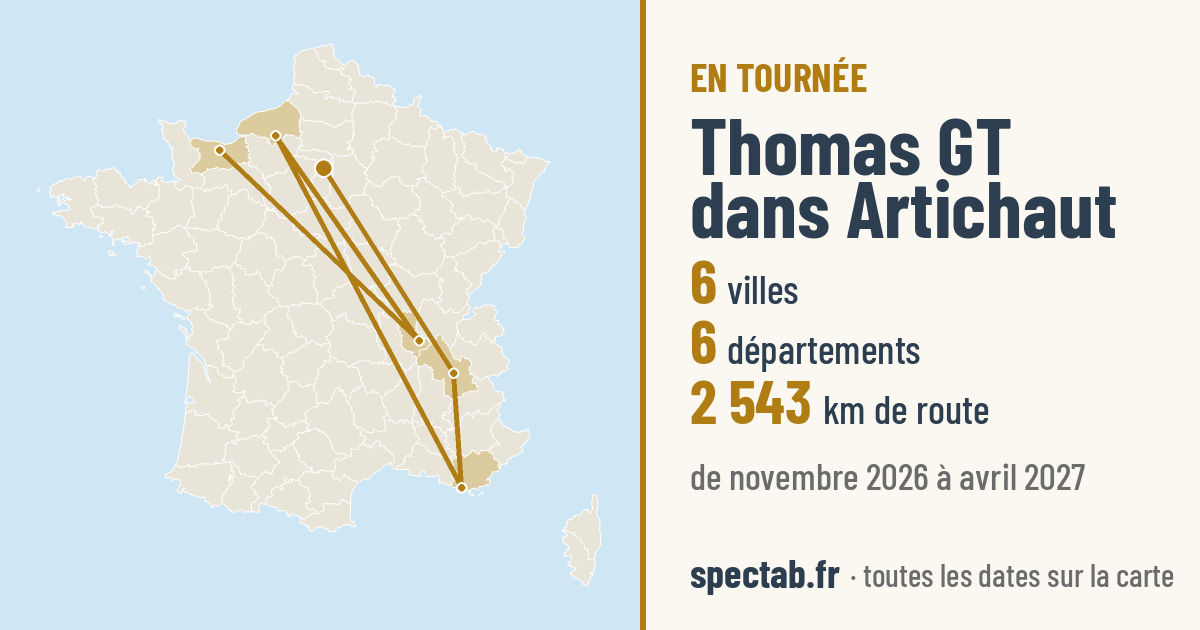 Carte de la tournée de Thomas GT dans Artichaut
