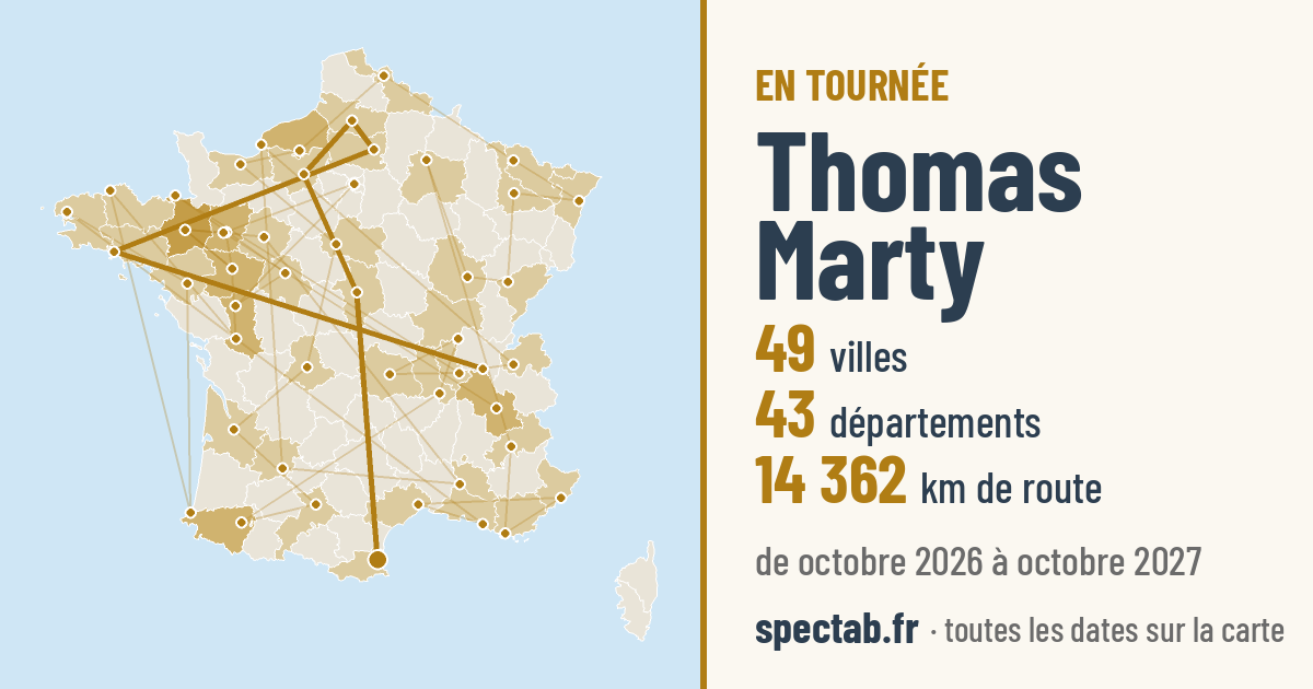 Carte de la tournée de Thomas Marty