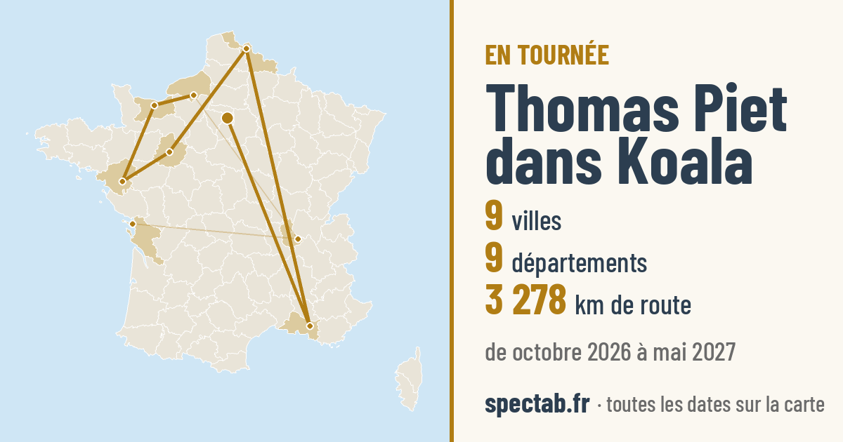 Carte de la tournée de Thomas Piet dans Koala