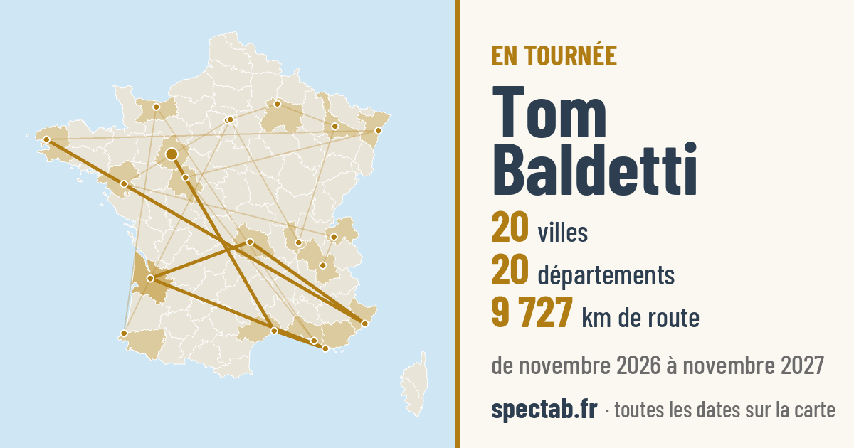 Carte de la tournée de Tom Baldetti