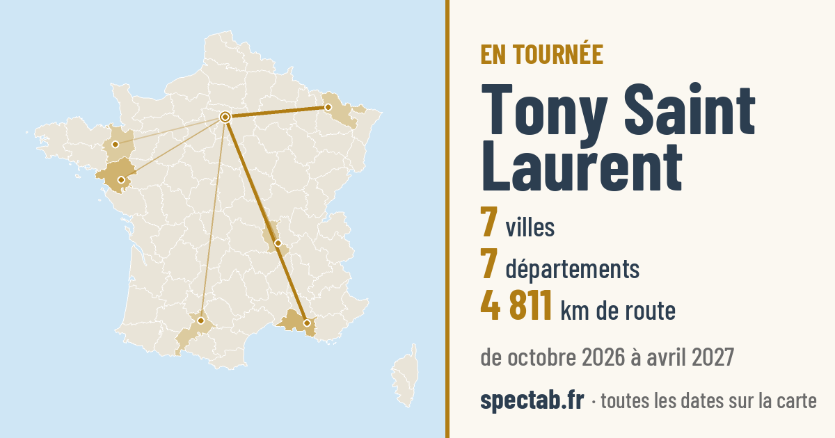 Carte de la tournée de Tony Saint Laurent