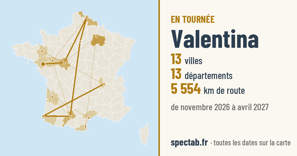 Carte de la tournée de Valentina