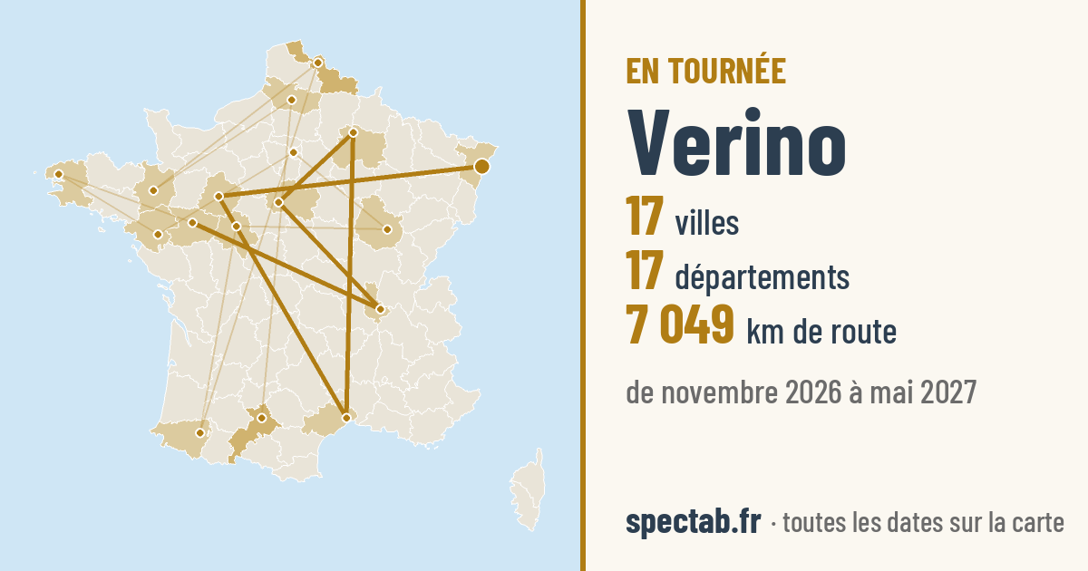 Carte de la tournée de Verino