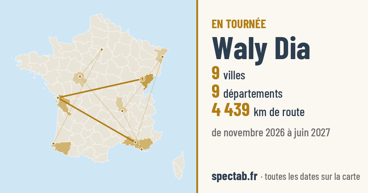 Carte de la tournée de Waly Dia