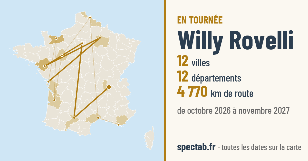 Carte de la tournée de Willy Rovelli