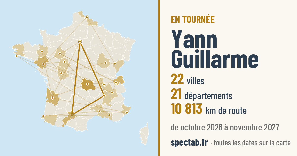 Carte de la tournée de Yann Guillarme